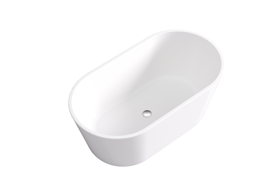 [55579] 1500X800X600mm Gloss White Agena Acylic Free Standing Bathtub No Overflow,Chrome Waste And Pipe Included