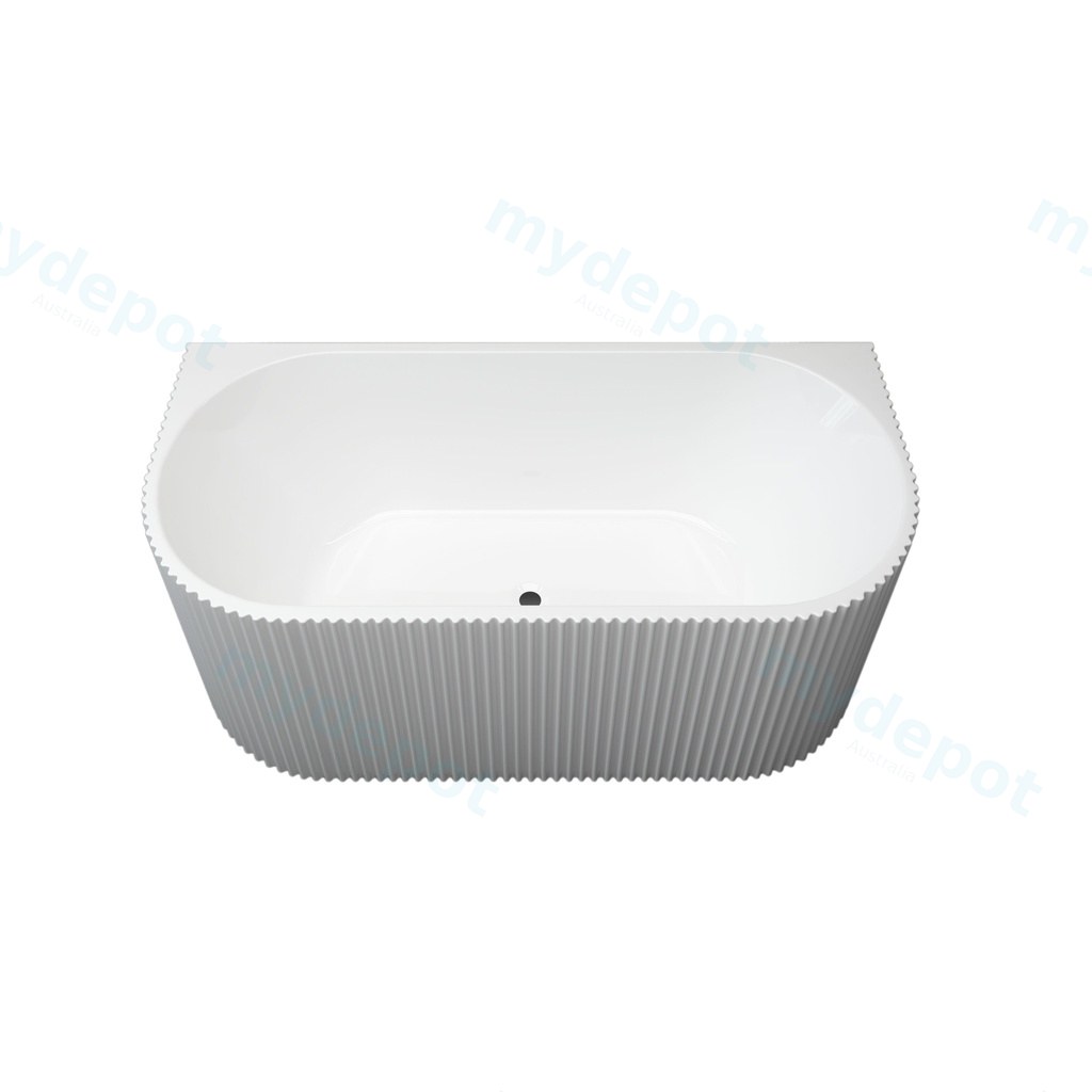 [75130/KBT1500-BTW] 1500mm Kiama Grooved Gloss White Back to Wall Bathtub