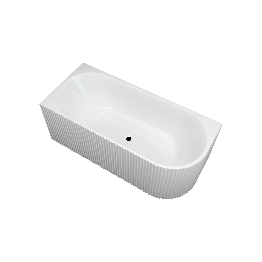 1500mm Kiama Grooved Gloss White Left Corner Fit Bathtub
