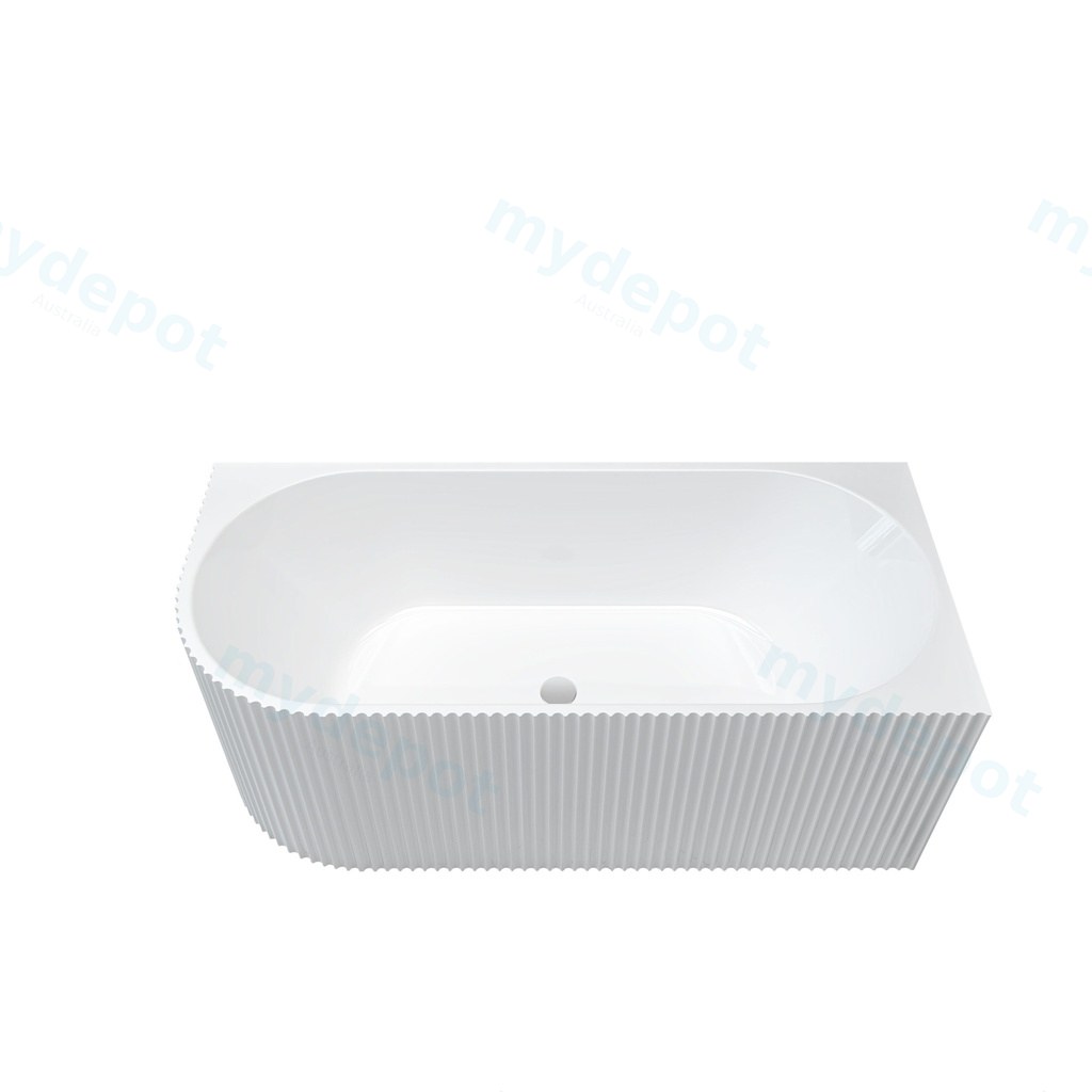 1500mm Kiama Grooved Gloss White Right Corner Fit Bathtub