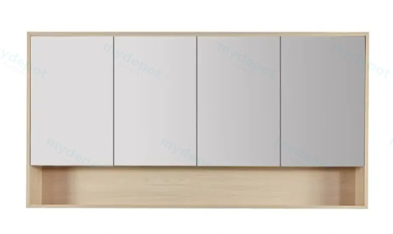 1500x150x780mm Hera Tas Oak MDF Shaving Cabinet With Four Doors Four Fixed Shelves