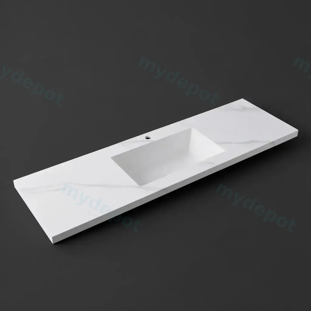 1500x460x190mm Carrara White Sintered Stone Seamlessjoined With Fine Ceramic Basin