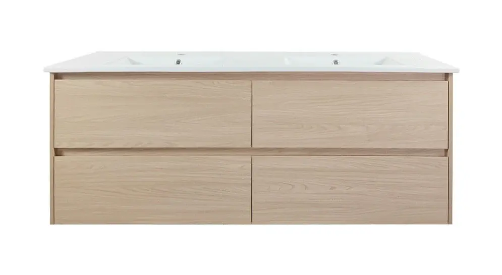 [50720] 1500x460x560mm Hera Tas Oak Wall Hung MDF Vanity Cabinet Only Four Soft Closing Drawers