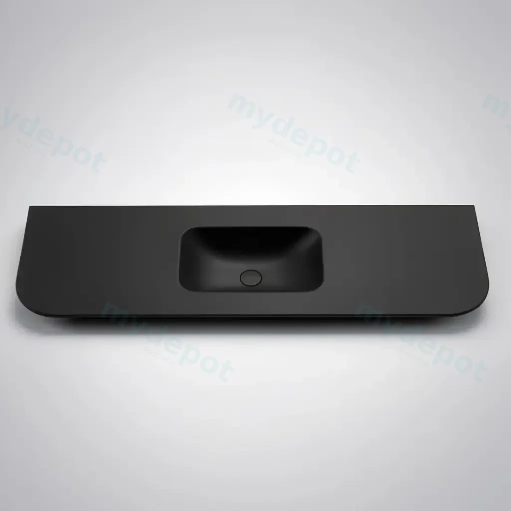 [56095] 1505X505X140 Matte Black Aruro Solid Surface Stone Basin