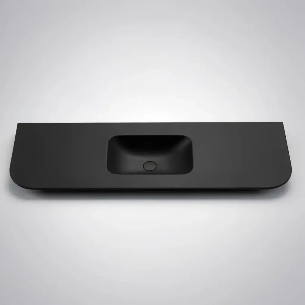 [56095] 1505X505X140 Matte Black Aruro Solid Surface Stone Basin