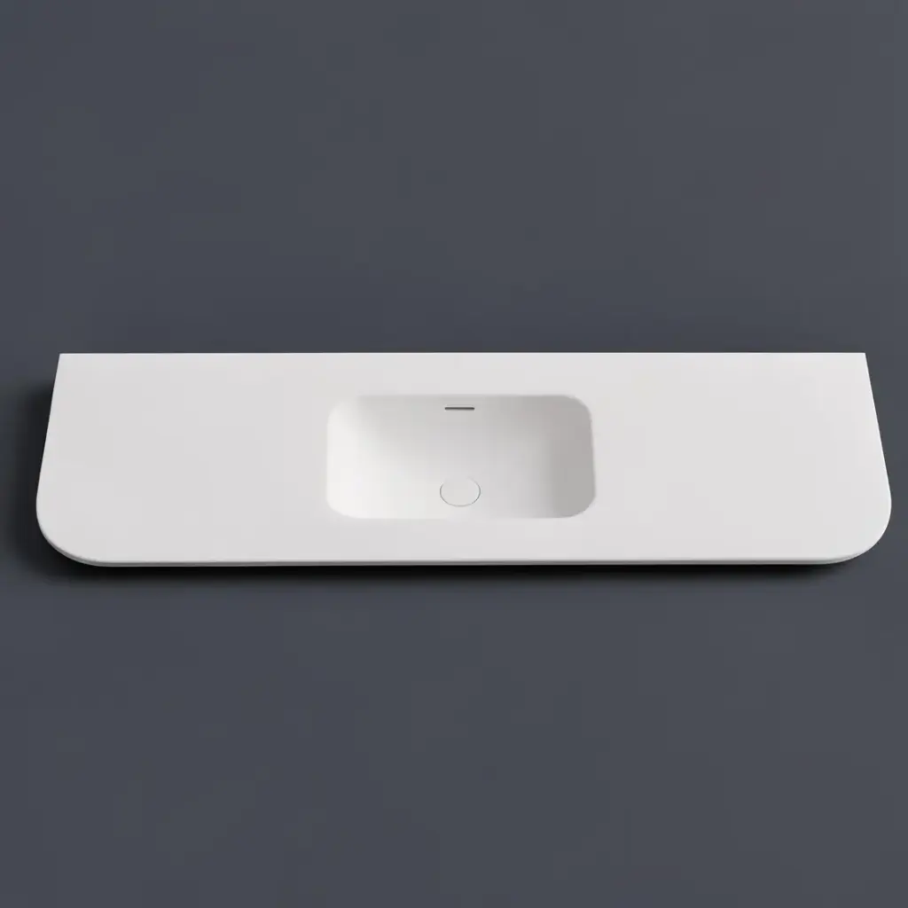 [56089] 1505X505X140 Matte White Aruro Solid Surface Stone Basin