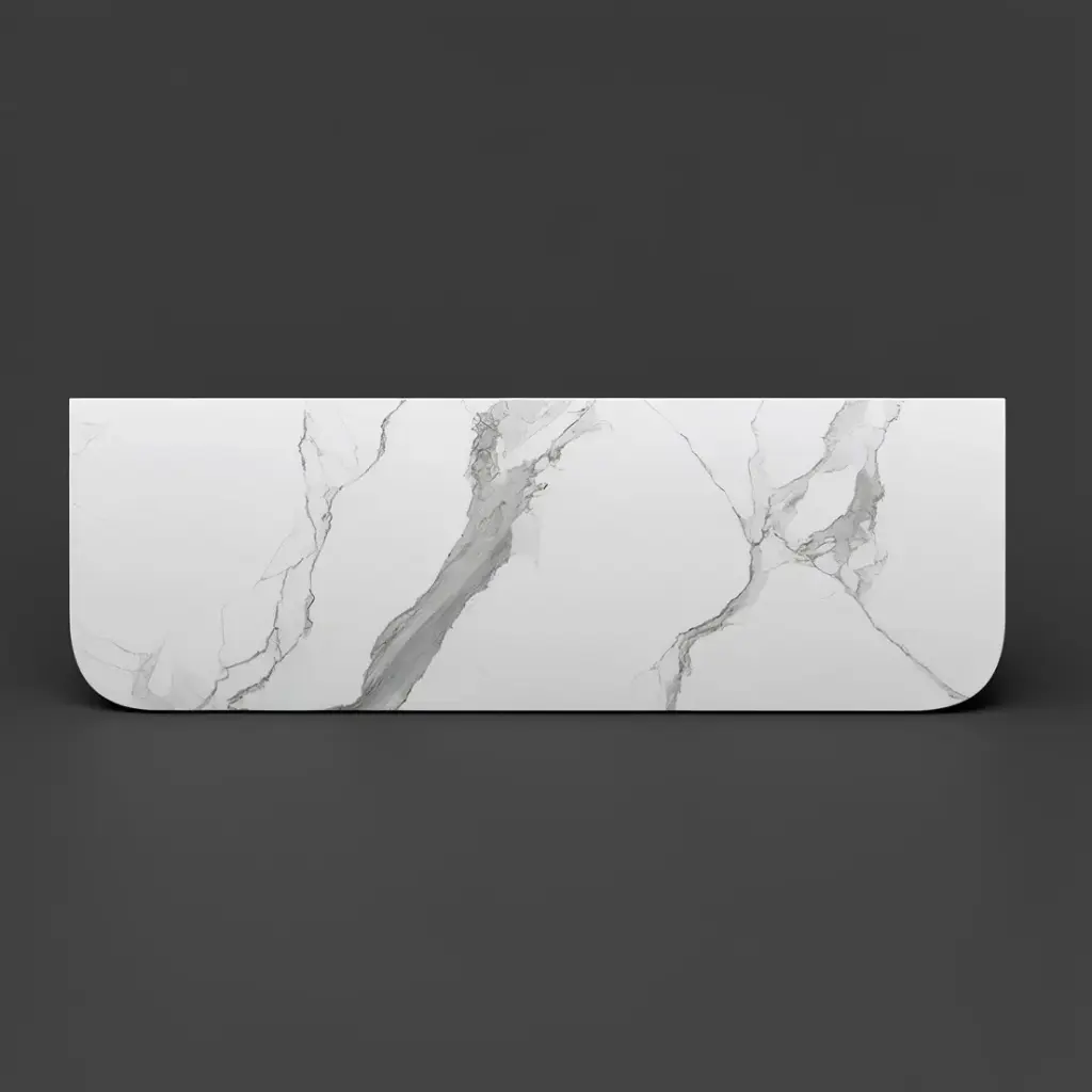 [90182/KC155ST-WM] 1500mm White Marble Look Sintered Stone Top Matte Finish Rounded Corner Benchtop