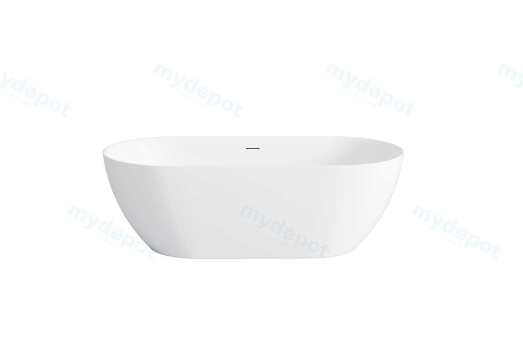 1530*770*550mm Gloss White Ellips Slim Freestanding Acrylic Bathtub Overflow Chrome Waste And Pipe Inlcuded