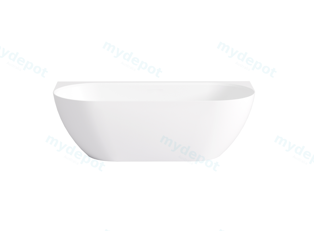 1700*800*550mm Matte White Ellips Back To Wall Free Standing Acrylic Bathtub No Overflow,Matte White Waste And Pipe Included