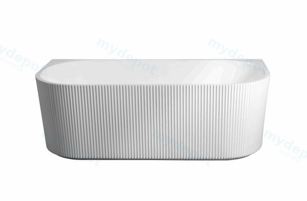 [50192] 1700*800*590mm Rose Fluted Freestanding Fluted Back To Wall Matt White Bathtub