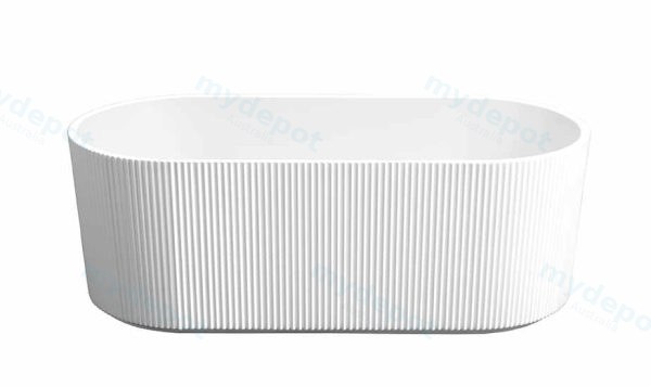 [50198] 1700*800*590mm Rose Fluted V-Groove Freestanding Matt White Bathtub