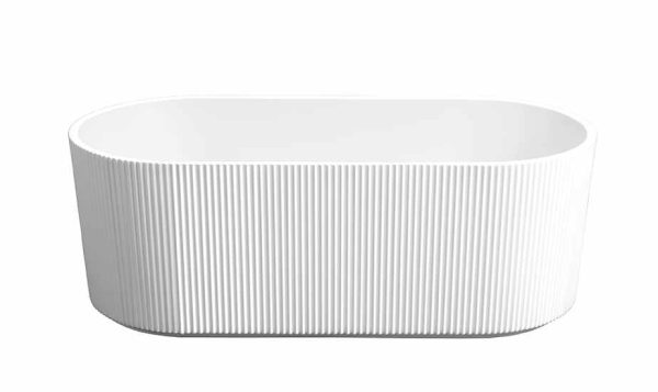 [50198] 1700*800*590mm Rose Fluted V-Groove Freestanding Matt White Bathtub