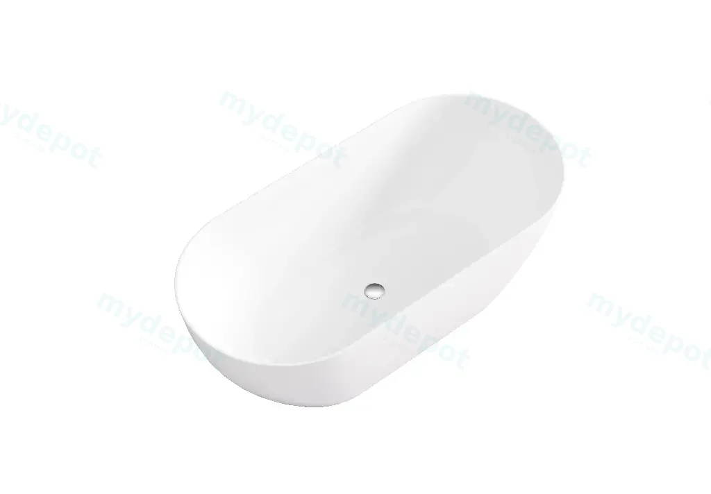1700*805*550mm Gloss White Ellips Slim Acrylic Freestanding Bathtub No Overflow Chrome Waste And Pipe Inlcuded