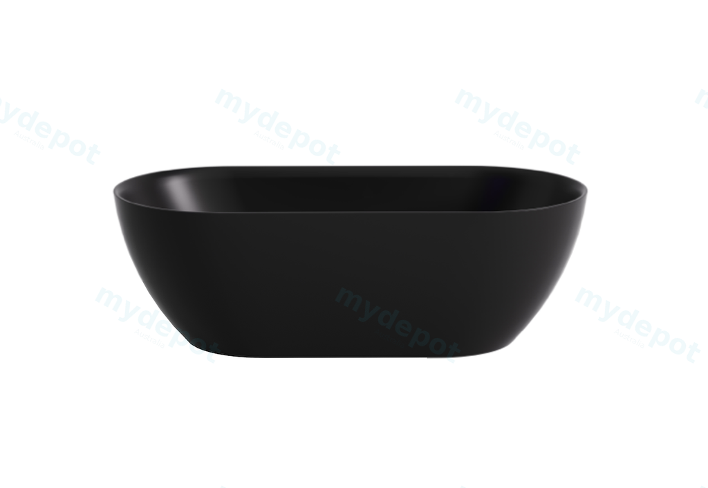 1700*805*550mm Matte Black Ellips Slim Acrylic Freestanding Bathtub No Overflow Matte Black Waste And Pipe Inlcuded