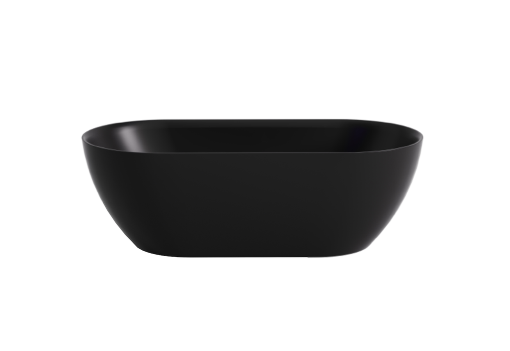 [55592] 1700*805*550mm Matte Black Ellips Slim Acrylic Freestanding Bathtub No Overflow Matte Black Waste And Pipe Inlcuded
