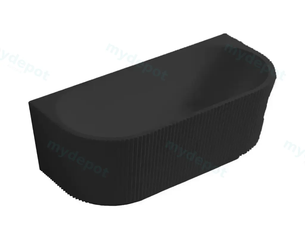 1700X800X600mm Matte Black Bingie Fluted Skirt Bath Back To Wall None Overflow 40mm Waste+Pipe Supplied