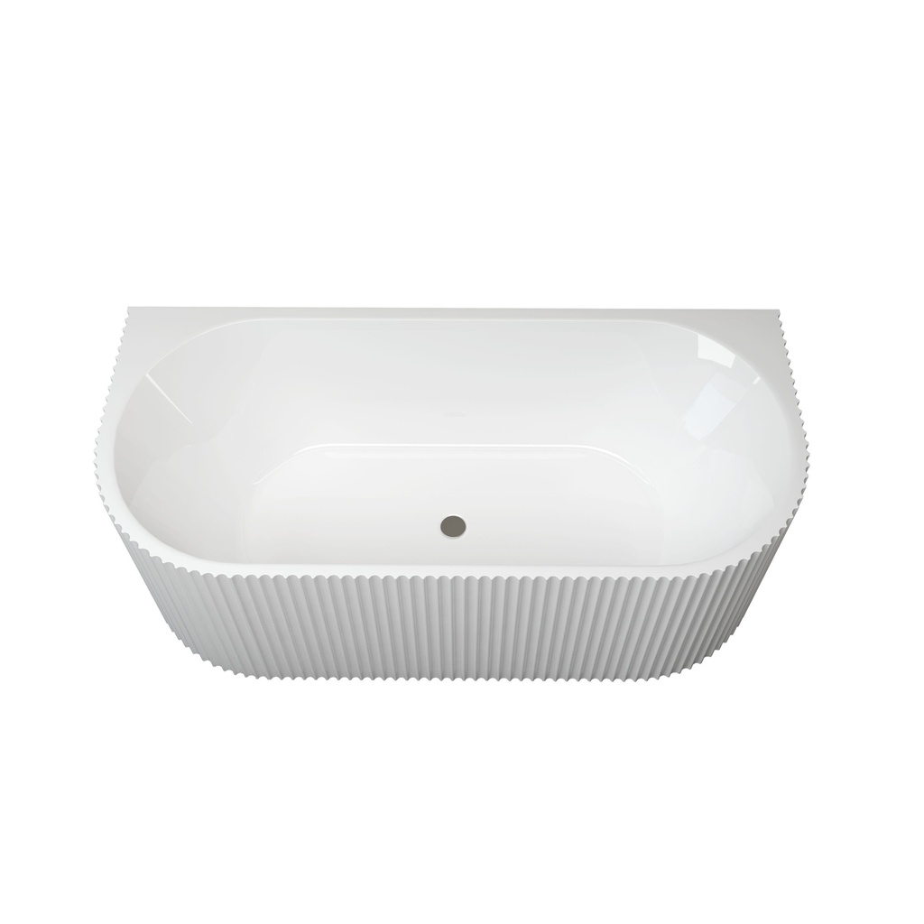 1700mm Kiama Grooved Gloss White Back to Wall Bathtub