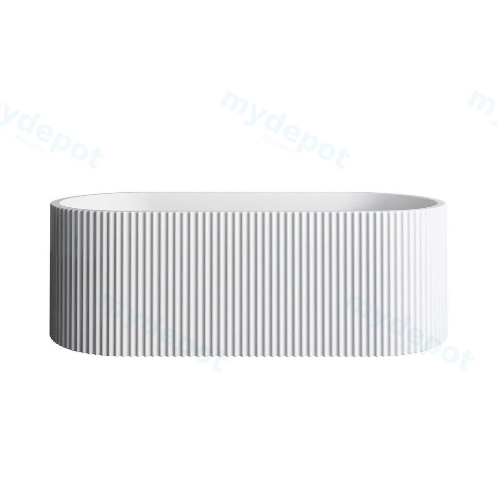 1700mm Kiama Grooved Gloss White Freestanding Bathtub