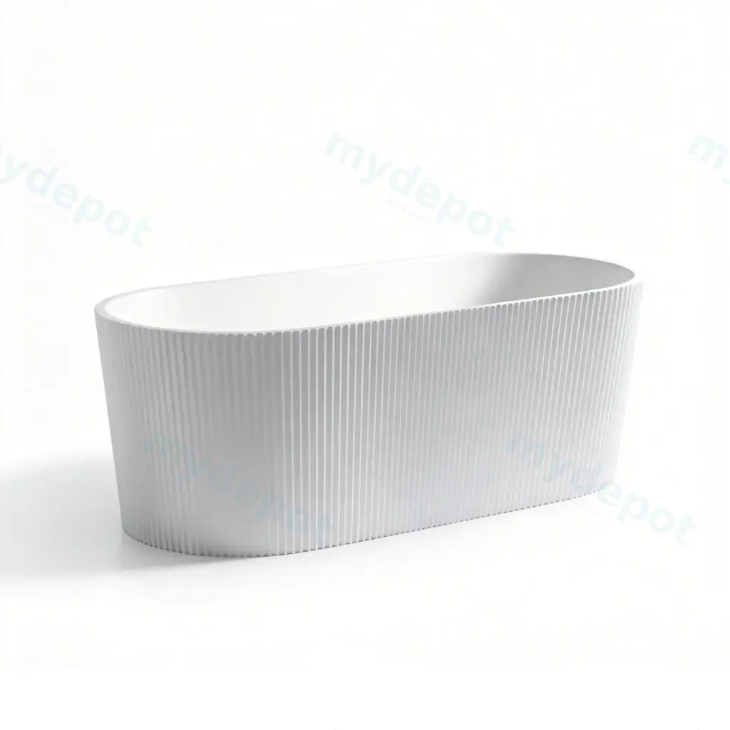 1705X805X590mm Gloss Black And White Agena Fluted Acrylic Free Standing Bath None Overflow 40mm