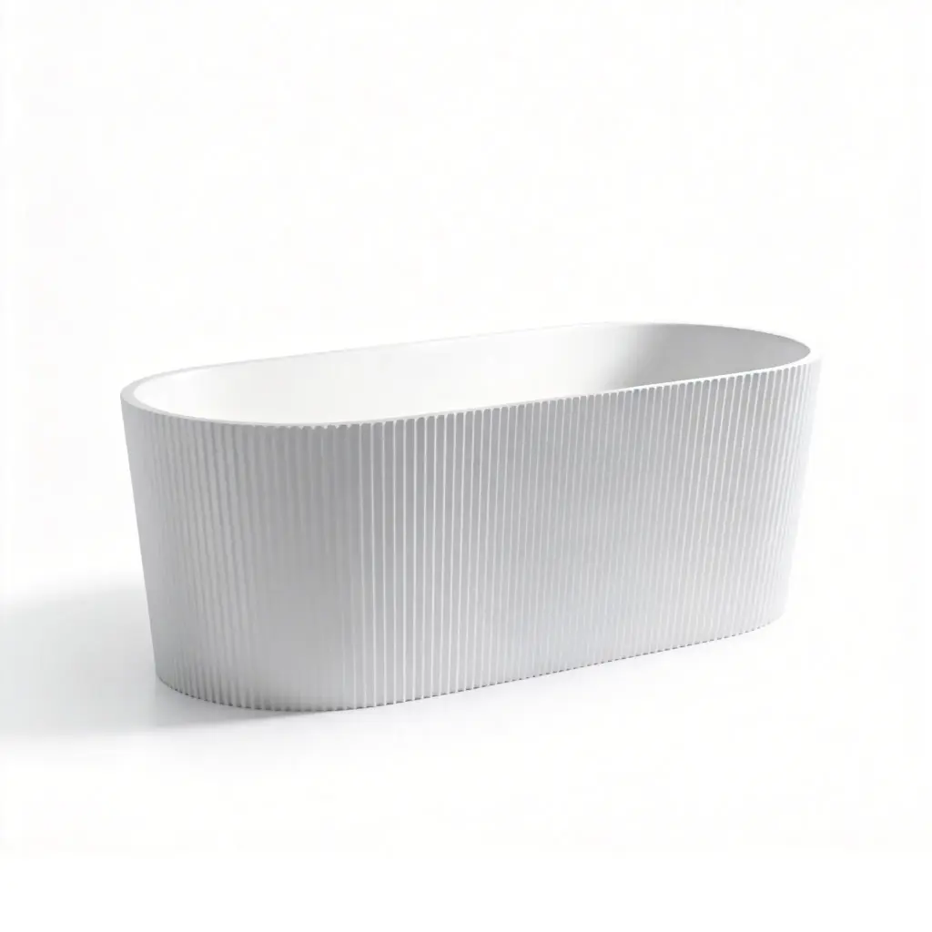 [55002] 1705X805X590mm Gloss Black And White Agena Fluted Acrylic Free Standing Bath None Overflow 40mm