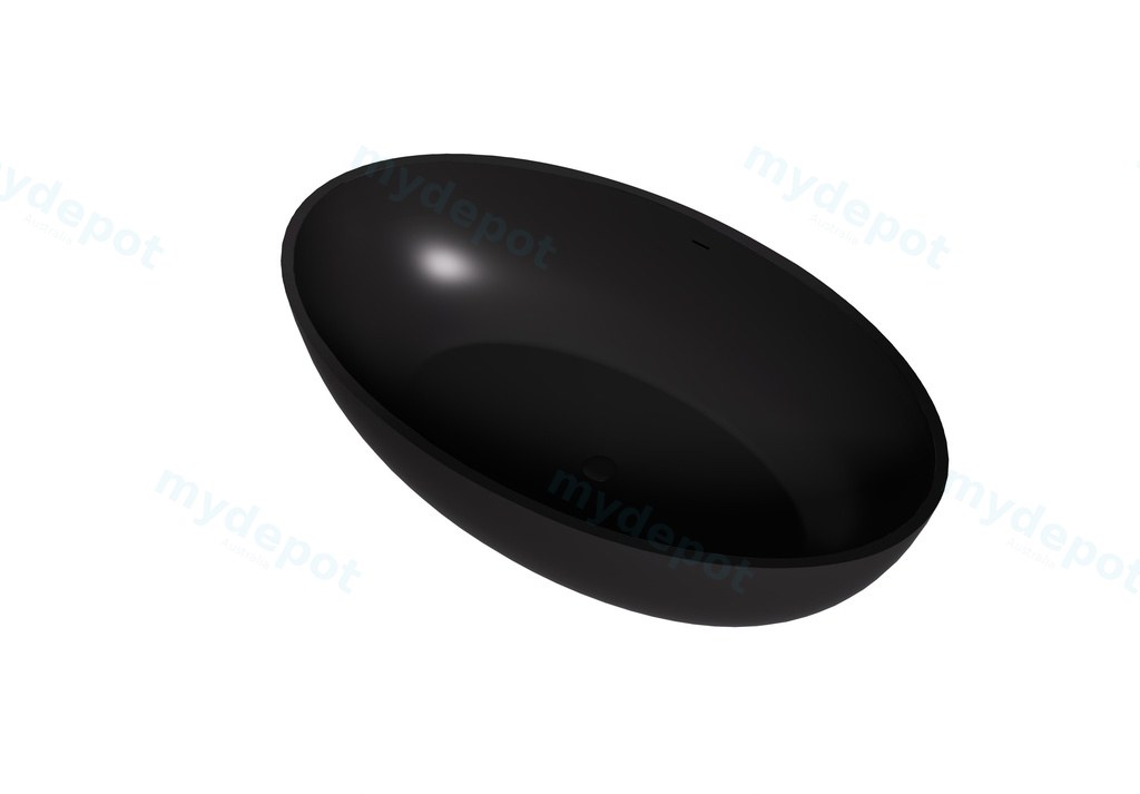 [56071] 1760X1030X550mm Matt Black Kirra Solid Surface Stone Bath