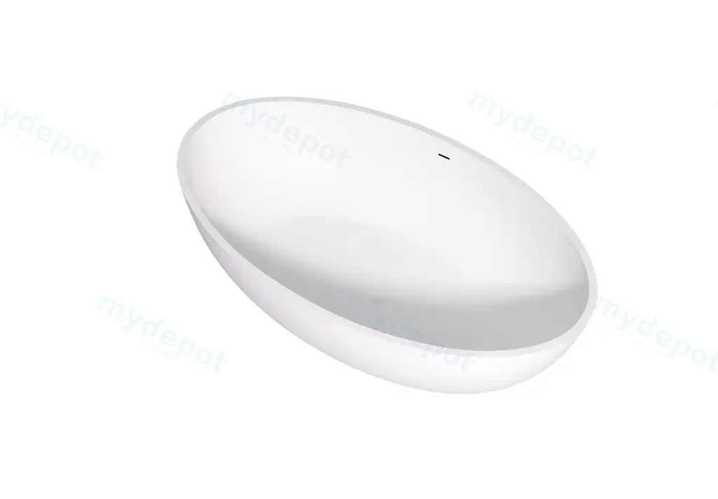[55568] 1760X1030X550mm Matt White Kirra Solid Surface Stone Bath Integrated Overflow,40mm Waste And Pipe Included