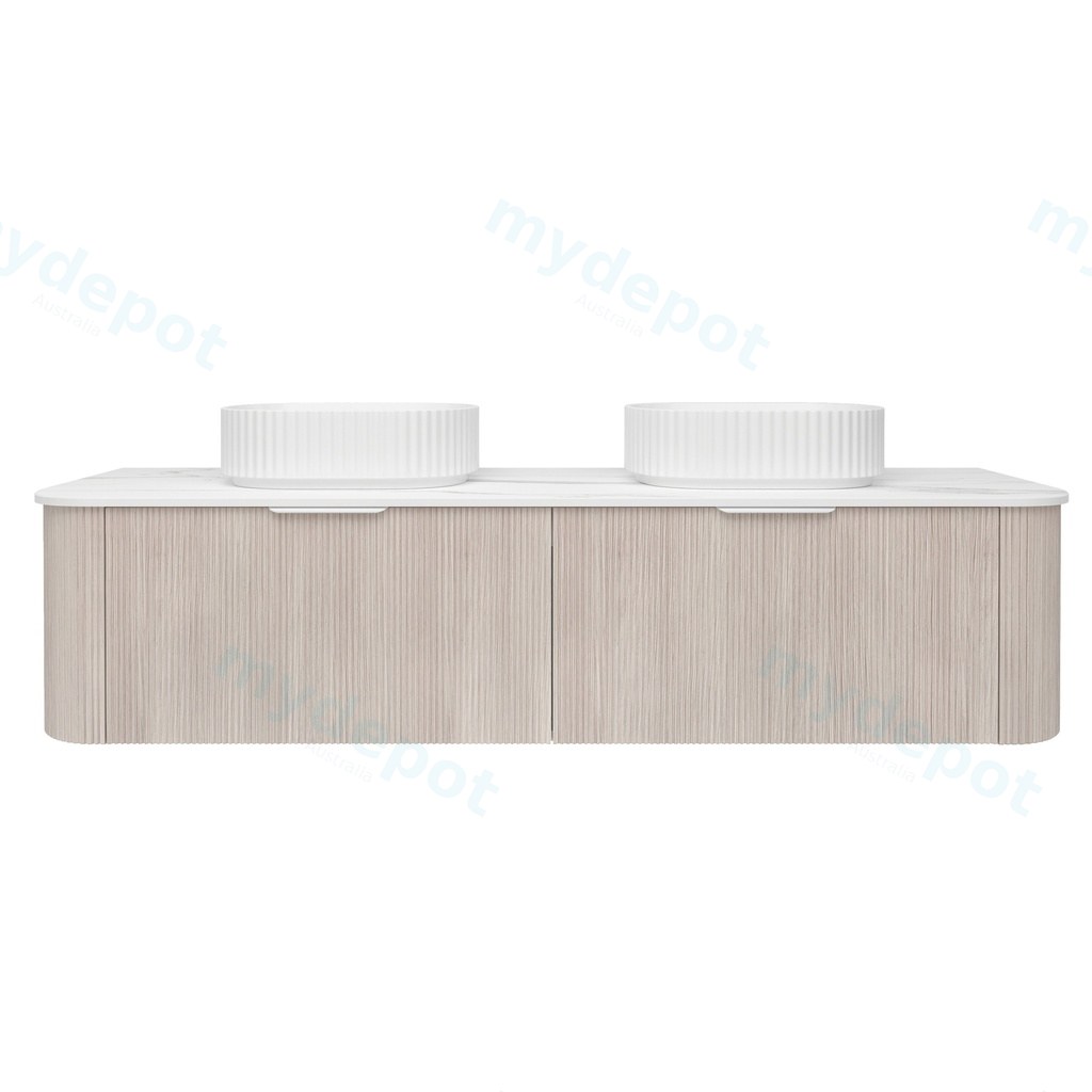 1790*493*400mm Costal Oak Agena Fluted Wood Grain Wall Hung Vanities Soft Closing Drawer Pull Out With Handle