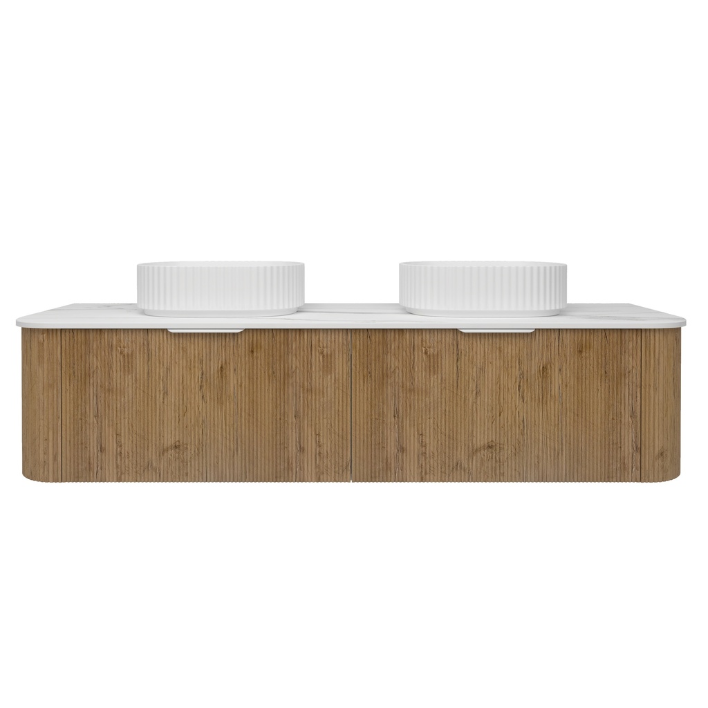 [56516] 1790*493*400mm Prime Oak Agena Fluted Wood Grain Wall Hung Vanities Soft Closing Drawer Pull Out With Handle