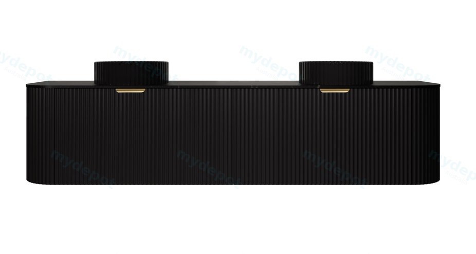 1790X455X400mm Matte Black Agena Modern Fluted Wall Hung Vanity PVC Cabinet