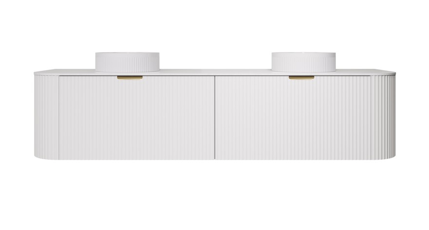 [56534] 1790X455X470mm Matte White Agena Modern Fluted Wall Hung Vanity PVC Cabinet