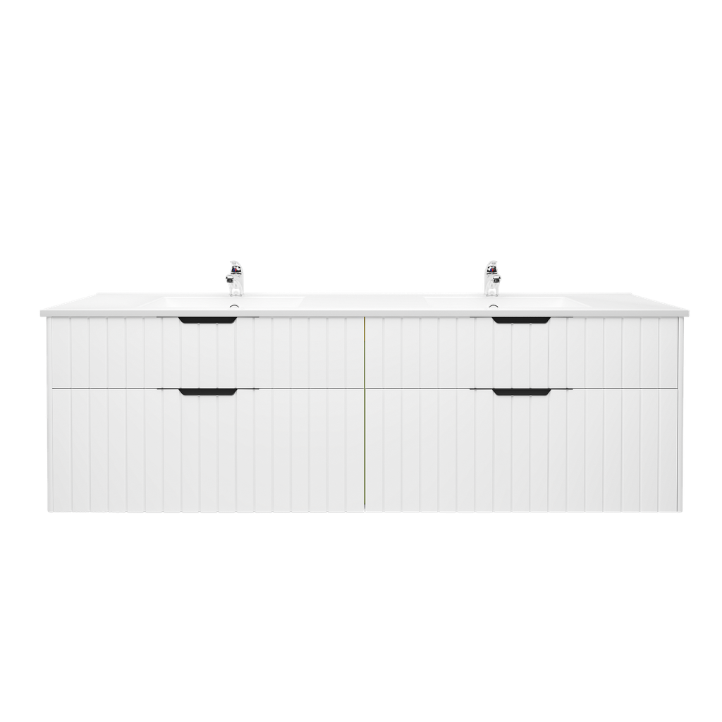 [91118/AR1846W-MW] 1800mm Aria Matte White  MDF Four Drawers Wall Hung Bathroom Vanity With Handle