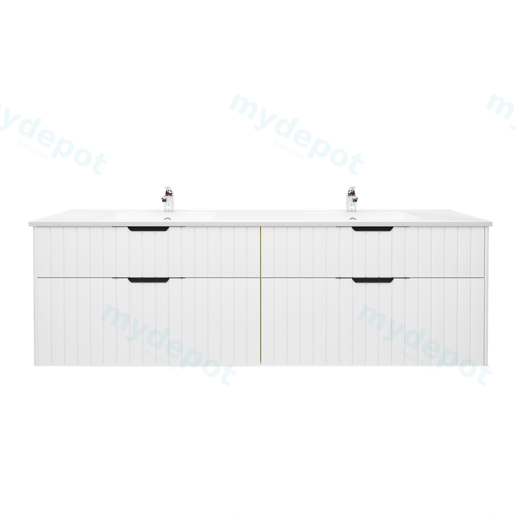 1800mm Aria Matte White MDF Four Drawers Wall Hung Bathroom Vanity Cabinet Only With Handle