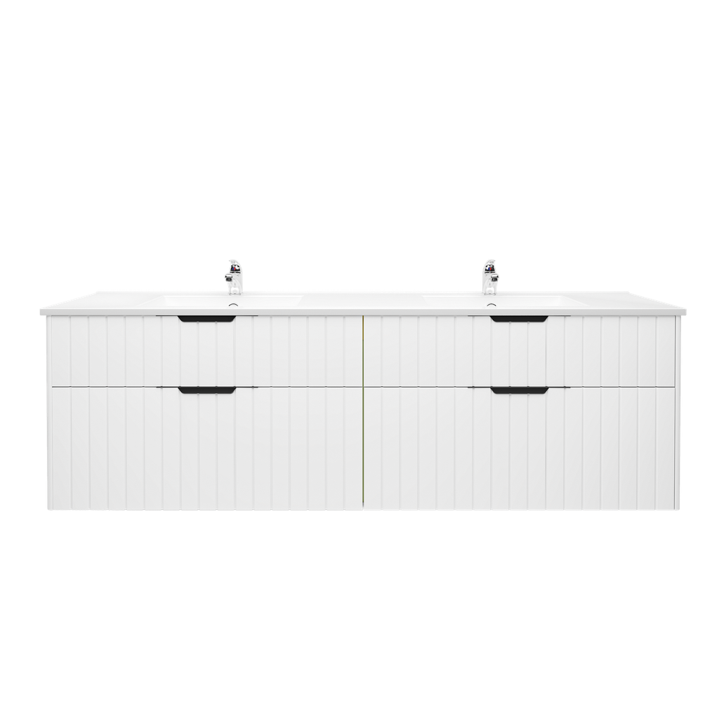 [91118/AR1846W-MW] 1800mm Aria Matte White MDF Four Drawers Wall Hung Bathroom Vanity Cabinet Only With Handle