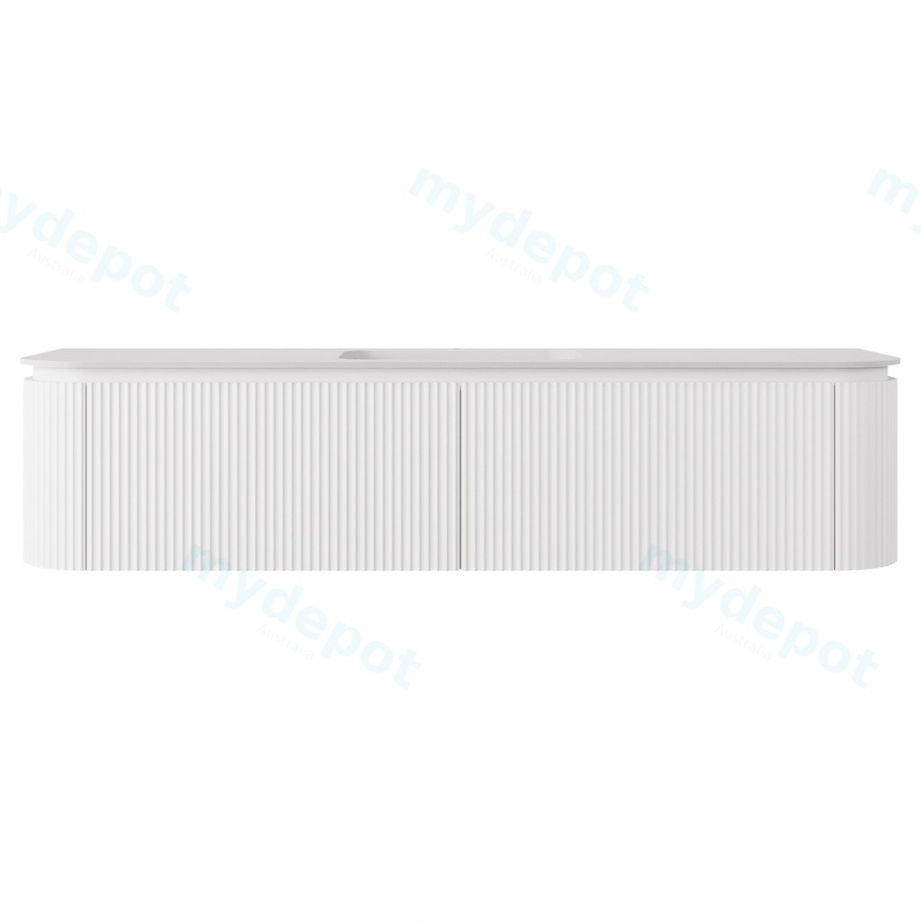 1790x495x400mm Matte White Estella Modern Wall Hung Vanity PVC Cabinet Two Middle Drawer Plus Two Side Drawers Soft Closing Door And Drawers