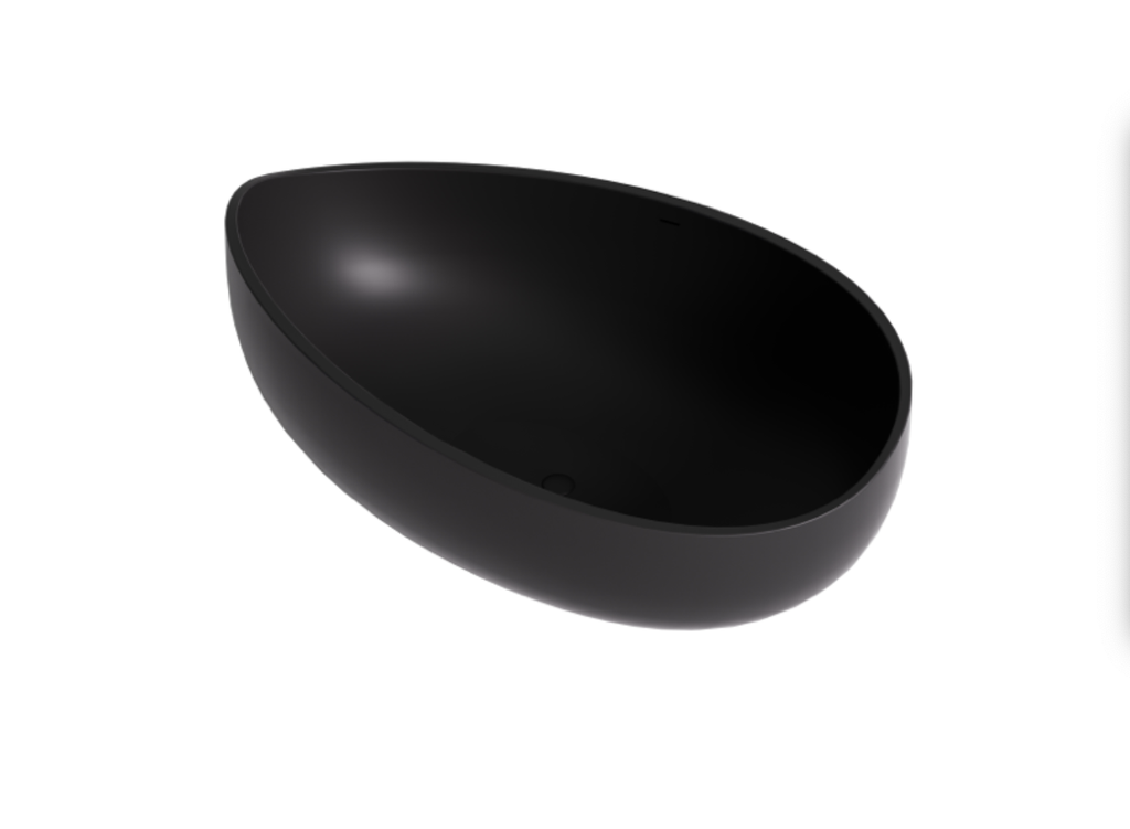 [55567] 1800X1100X620mm Matt Black Waverton Soild Surface Bath Integrated Overflow,40mm Waste And Pipe Included