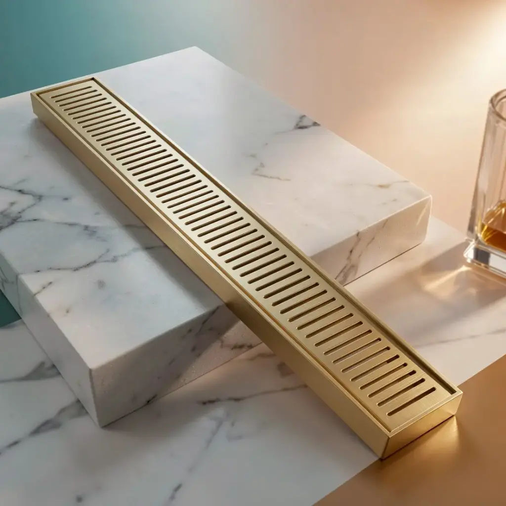 [41464] 300*100*26mm Lauxes Aluminium Next Generation 26 Floor Grate Matte Yellow Gold