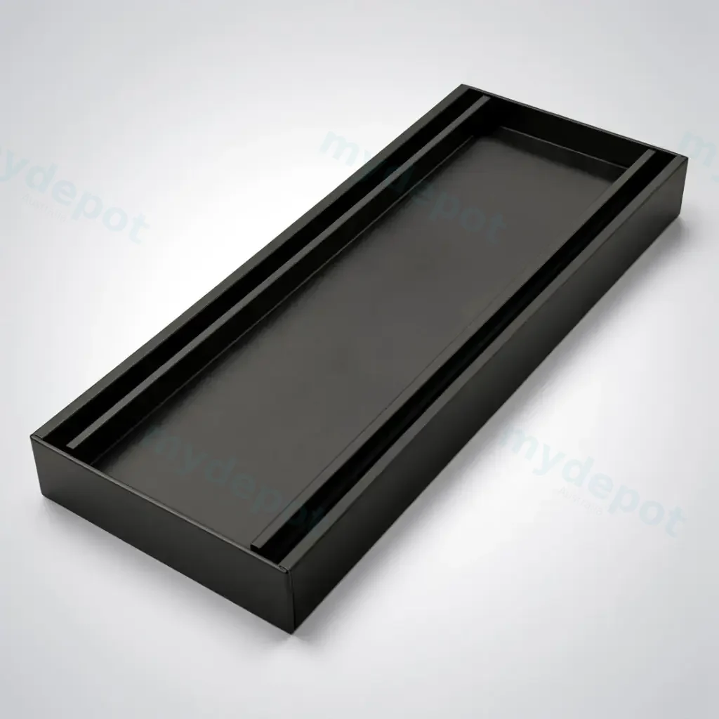 [41441] 300-5600mm Lauxes Black Aluminium Slimline Tile Insert Floor Grate Drain Any Size Indoor