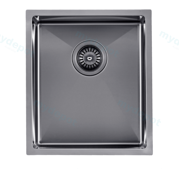 304 Stainless Steel Gun Metal Grey PVD Coating Single Bowl Kitchen Sink(Round Edges,with Bottom Tray)390*450*215mm