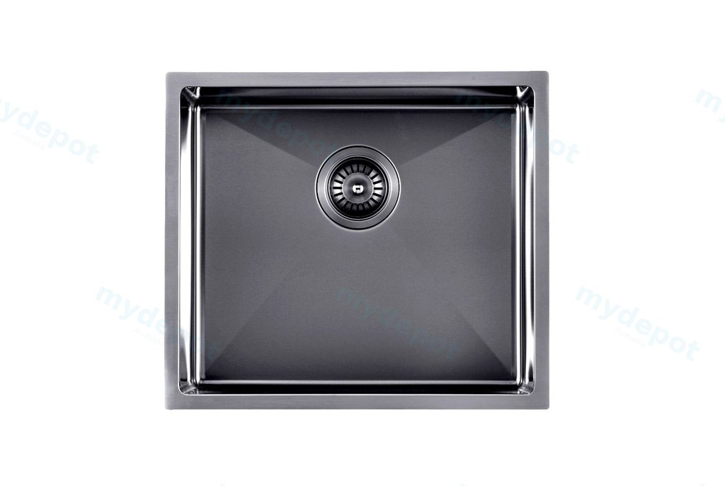 304 Stainless Steel Gun Metal Grey PVD Coating Single Bowl Kitchen Sink(Round Edges,with Bottom Tray)500*440*230mm