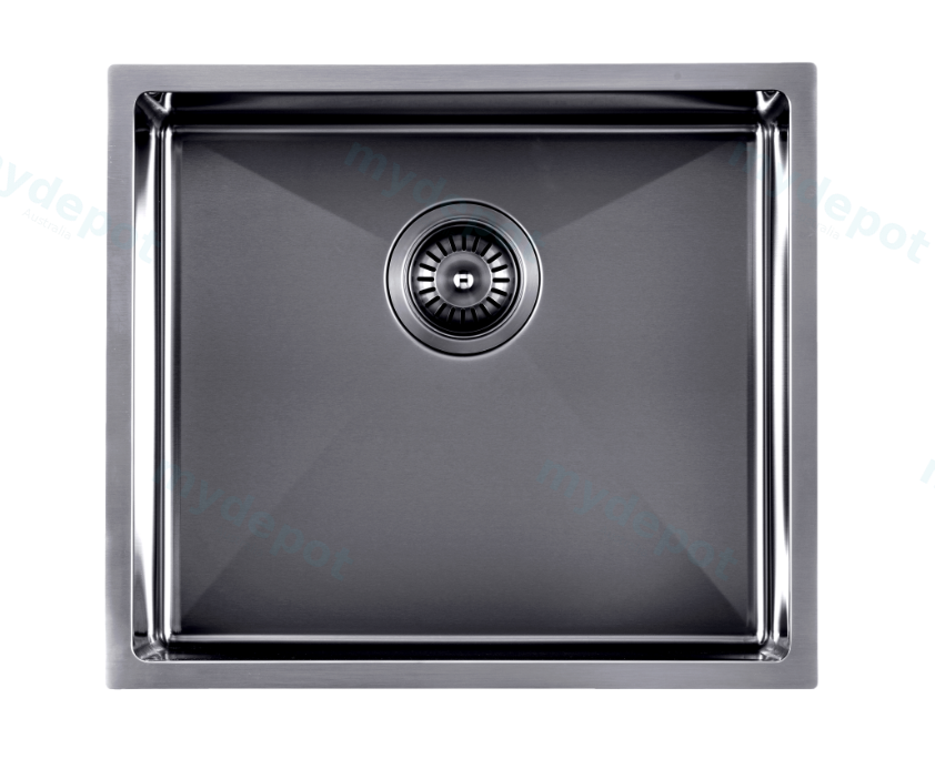 304 Stainless Steel Gun Metal Grey PVD Coating Single Bowl Kitchen Sink(Round Edges,with Bottom Tray)510*450*230mm