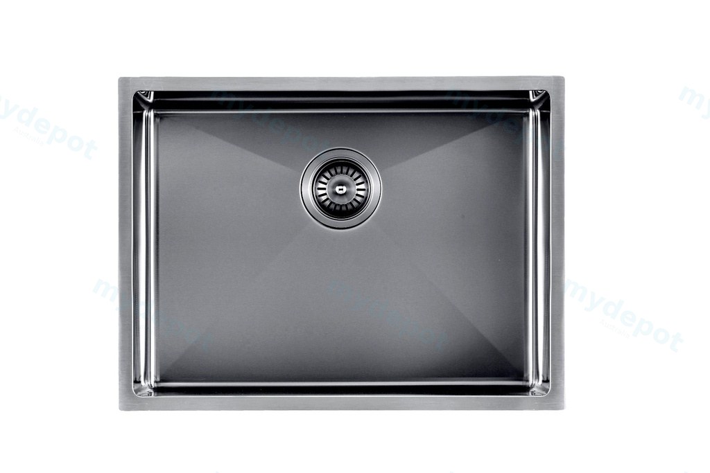 [41203] 304 Stainless Steel Gun Metal Grey PVD Coating Single Bowl Kitchen Sink(Round Edges,with Bottom Tray)600*450*230mm