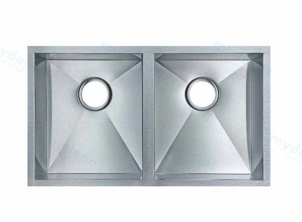 [40516] 304 Stainless Steel Hand-made Double Bowl Kitchen Sink 770*450*215mm