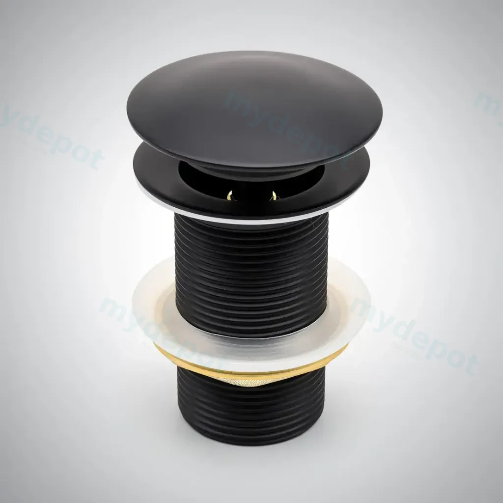 [40486] 32/40mm Black Mushroom Solid Brass Basin Pop Up Waste NO Overflow