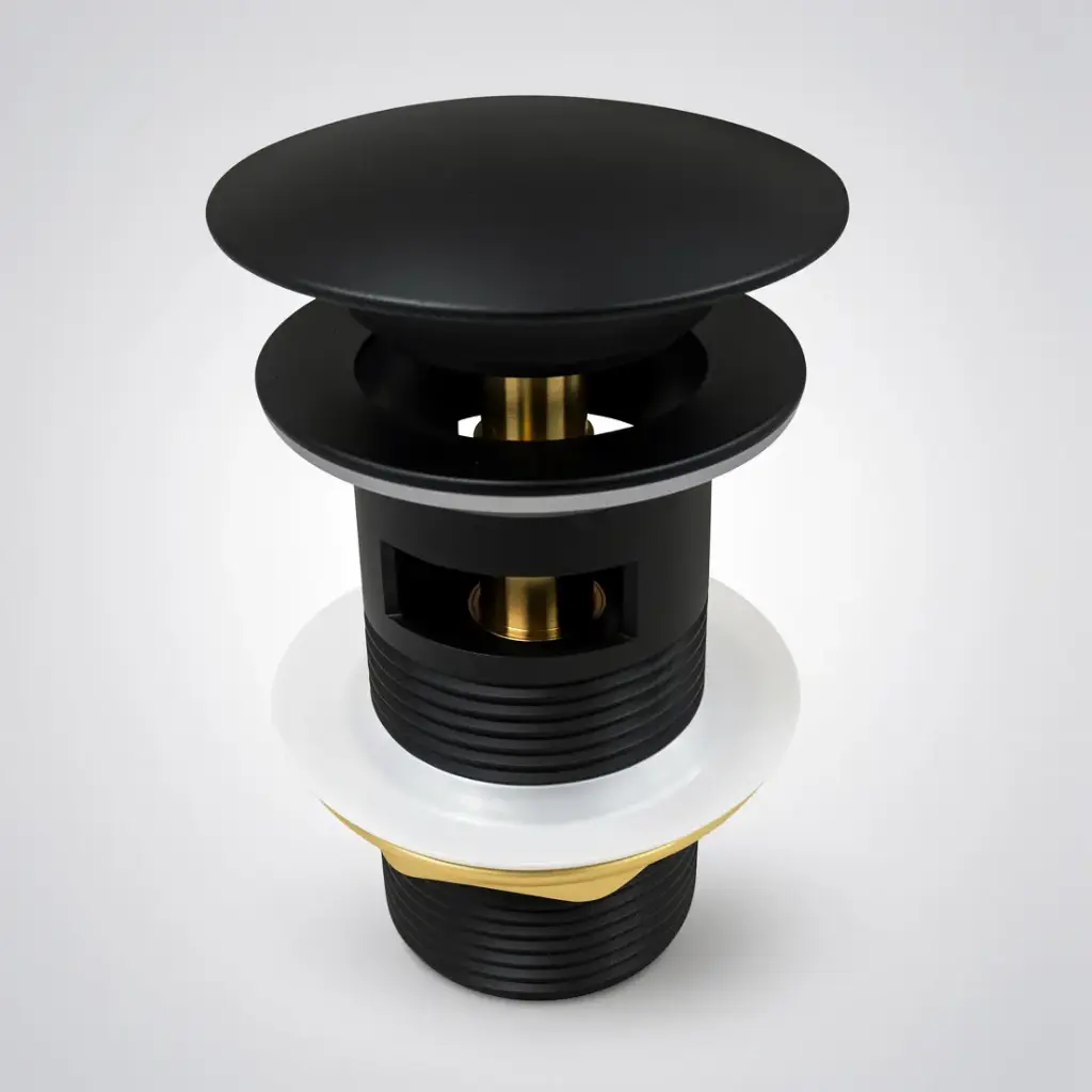 [40491] 32/40mm Black Mushroom Solid Brass Basin Pop Up Waste with Overflow