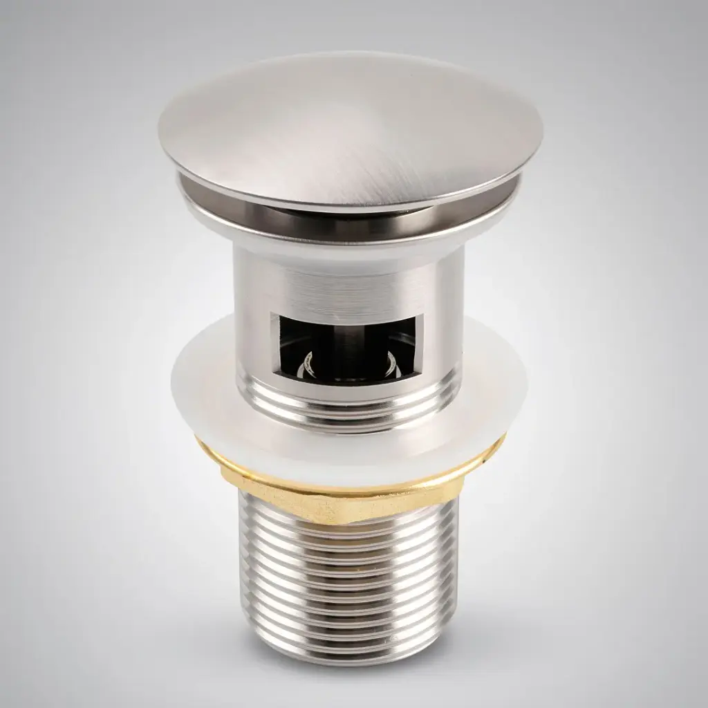 32/40mm Brushed Nickel Mushroom Solid Brass Basin Pop Up Waste with Overflow