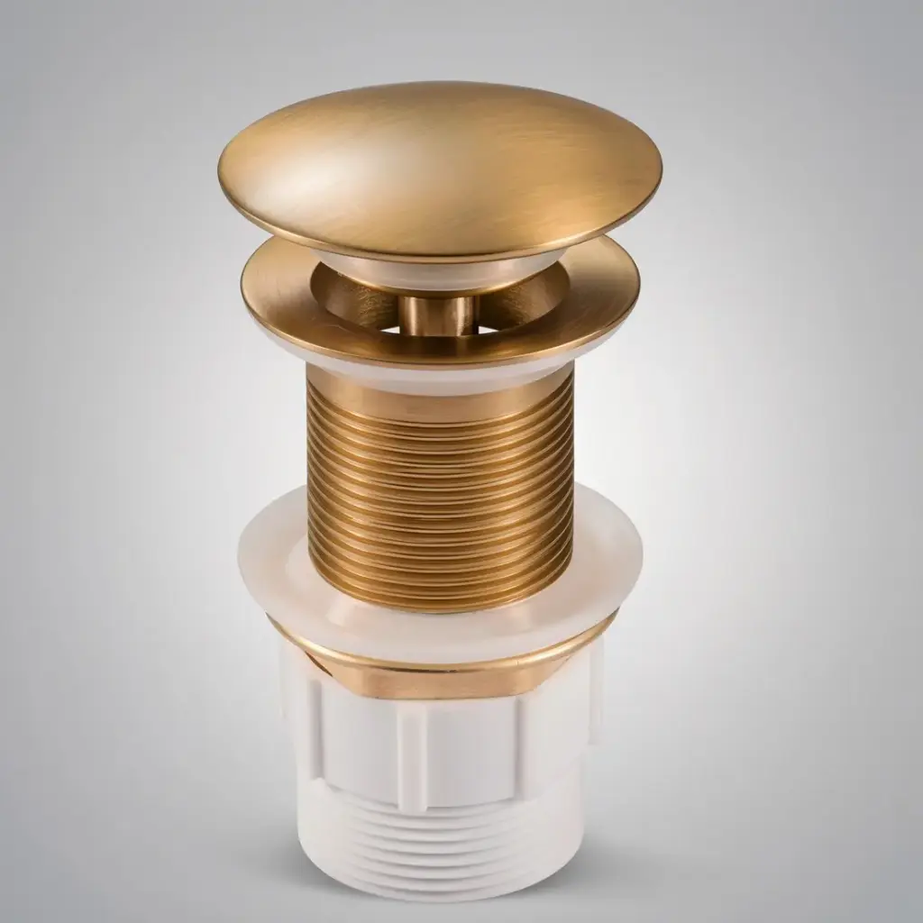 [40489] 32/40mm Brushed Yellow Gold Mushroom Solid Brass Basin Pop Up Waste NO Overflow