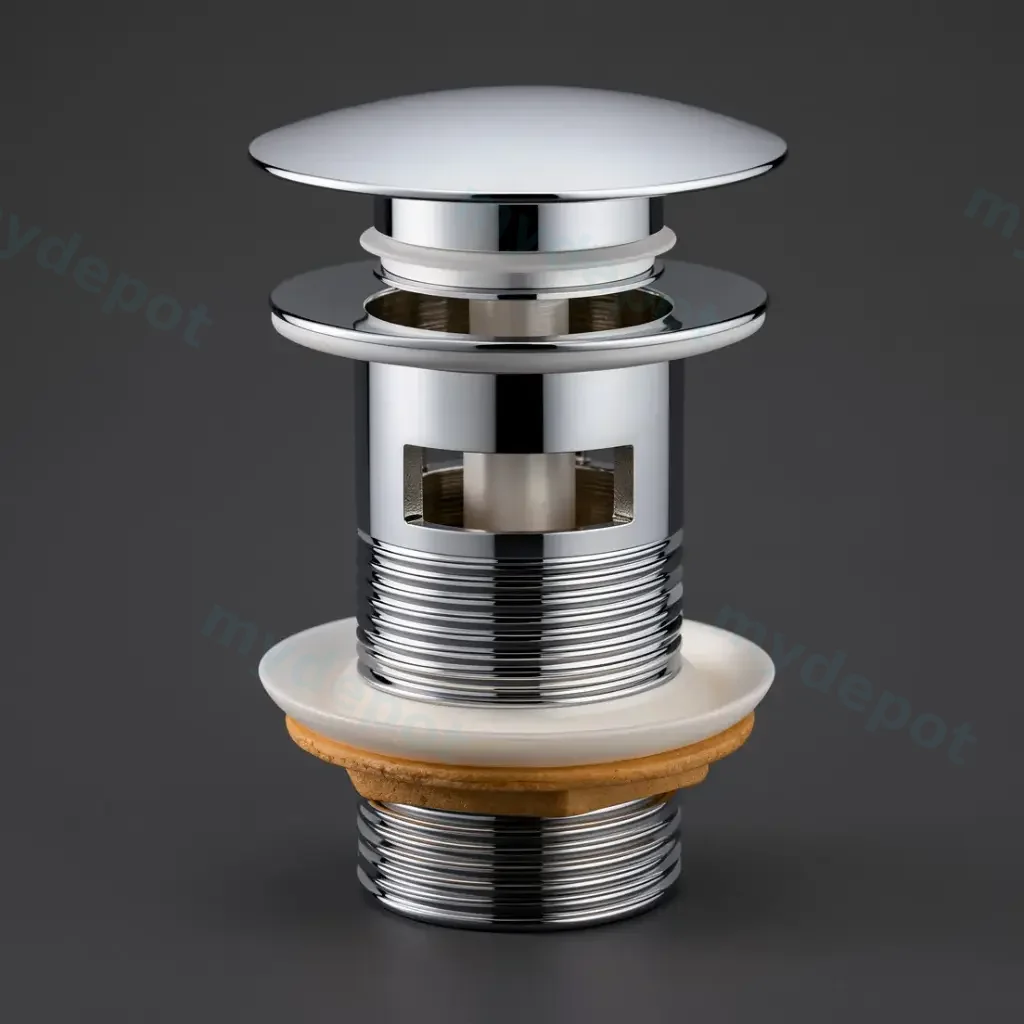 [40490] 32/40mm Chrome Mushroom Solid Brass Basin Pop Up Waste with Overflow
