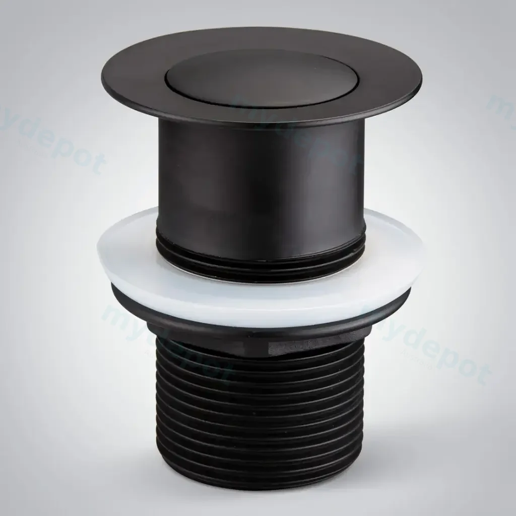 32/40mm Matt Black Solid Brass Basin Pop Up Waste NO Overflow