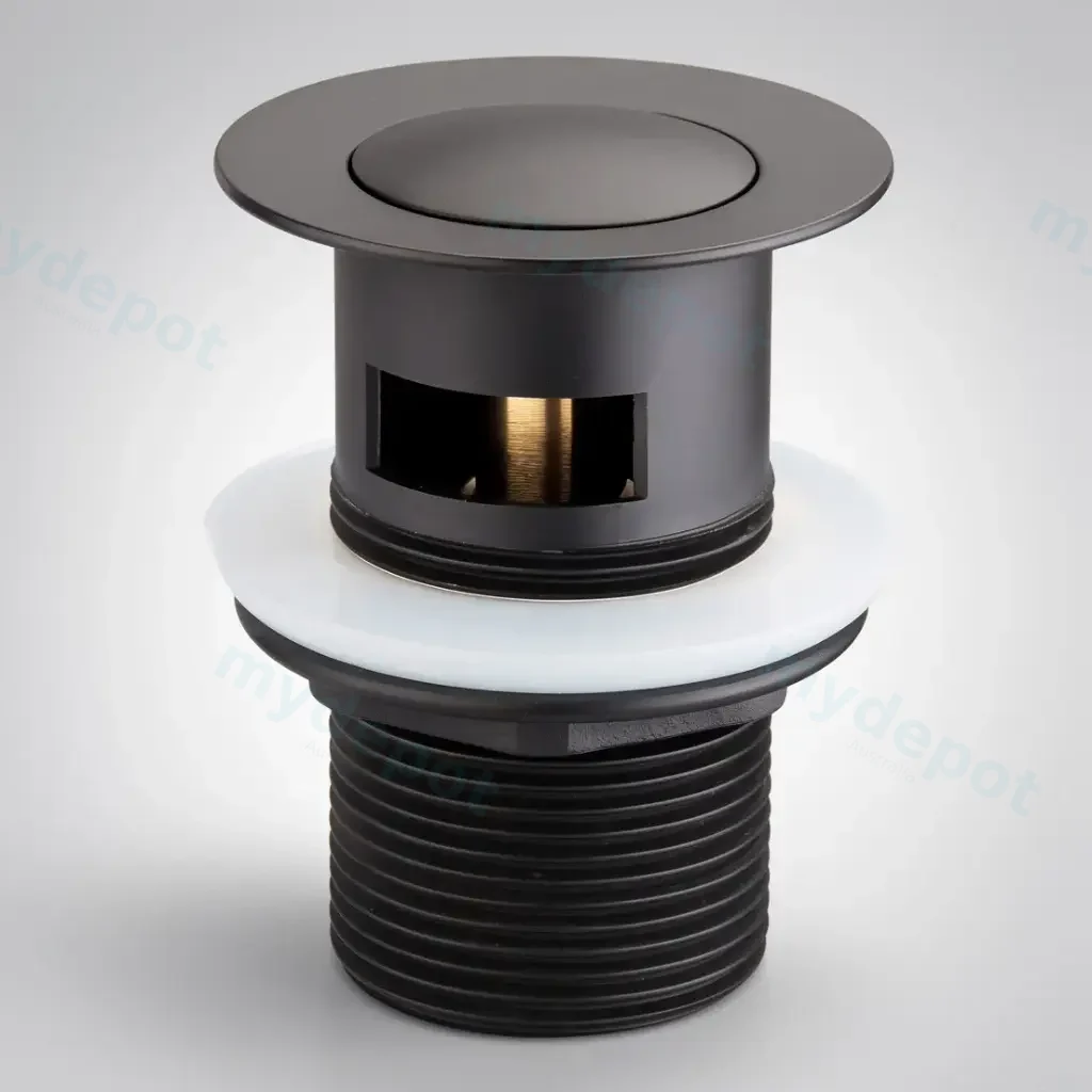 [50275] 32/40mm Matt Black Solid Brass Basin Pop Up Waste With Overflow