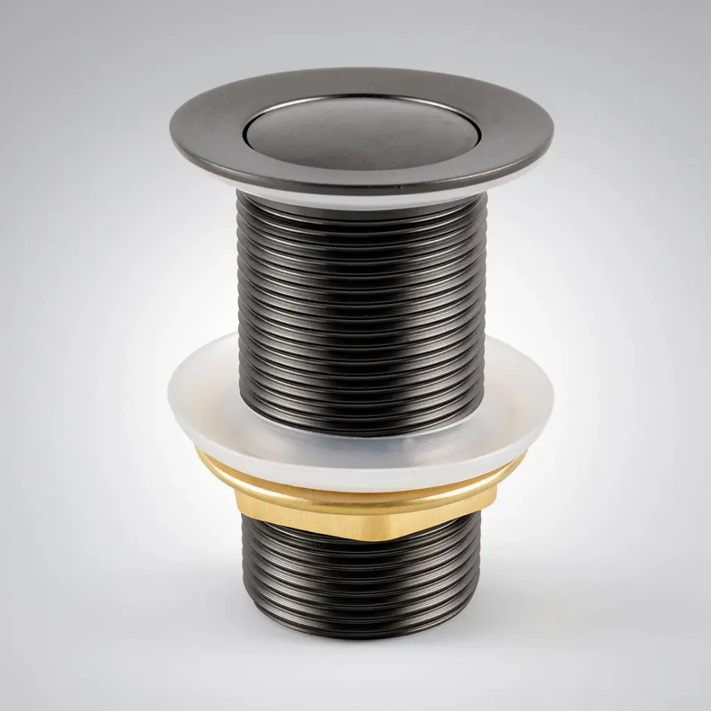 [40484] 32/40mm Solid Brass Basin Pop Up Waste without Overflow Gun Metal Grey